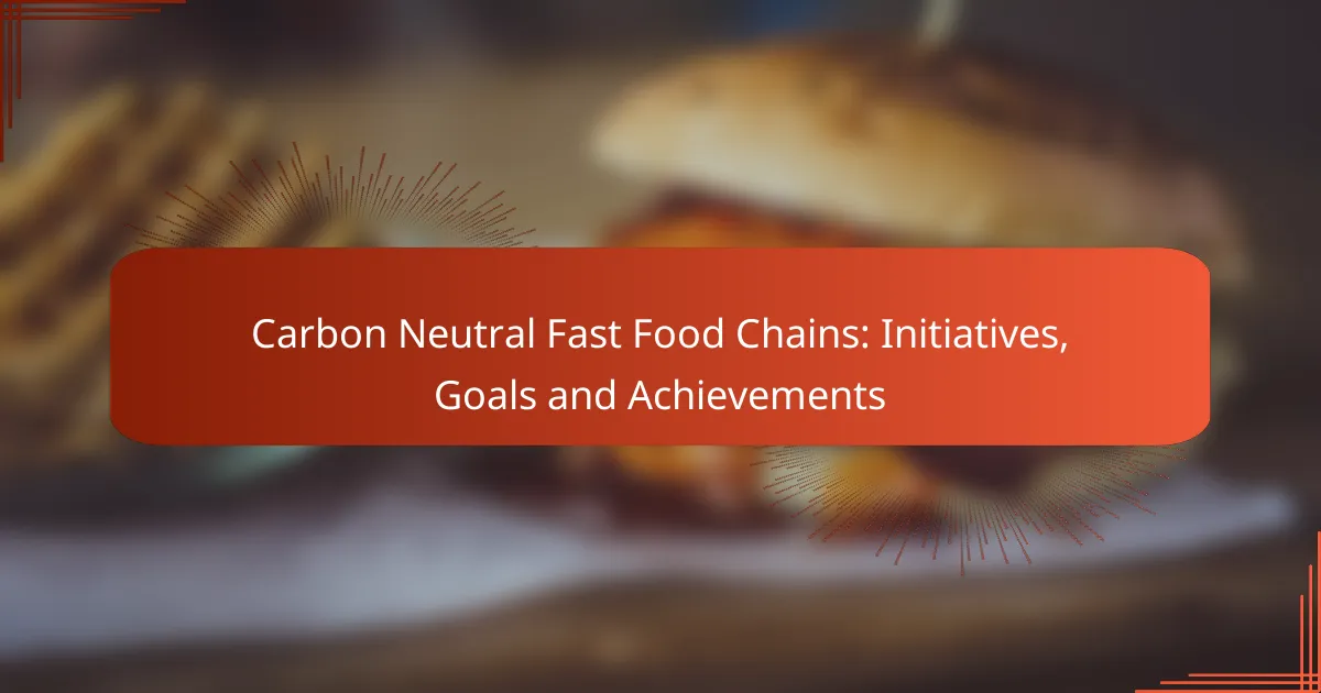 Carbon Neutral Fast Food Chains: Initiatives, Goals and Achievements