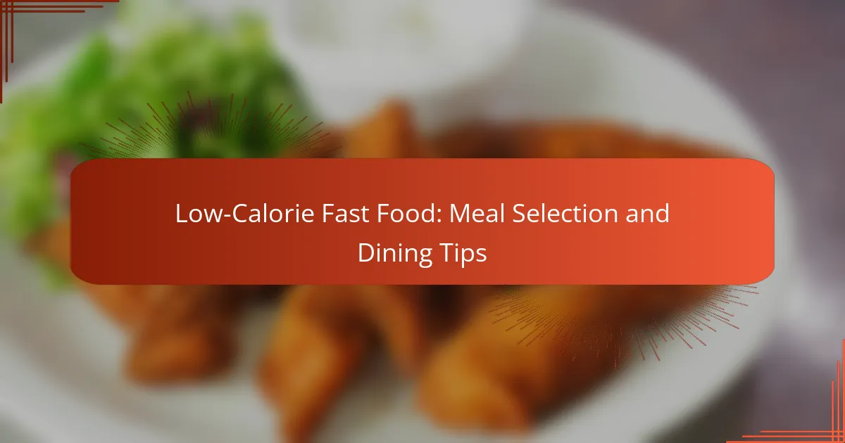 Low-Calorie Fast Food: Meal Selection and Dining Tips