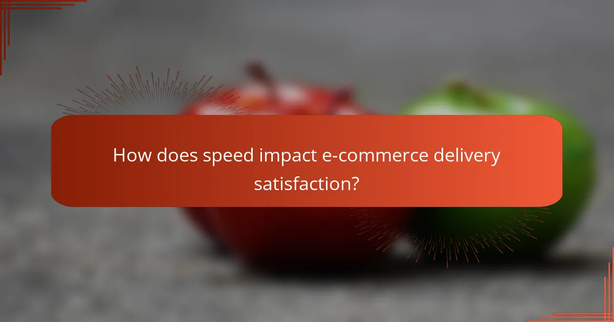 How does speed impact e-commerce delivery satisfaction?